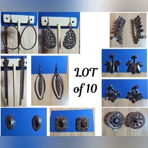 Paparazzi Black Gunmetal Hematite LOT of 10 Pairs of Earrings